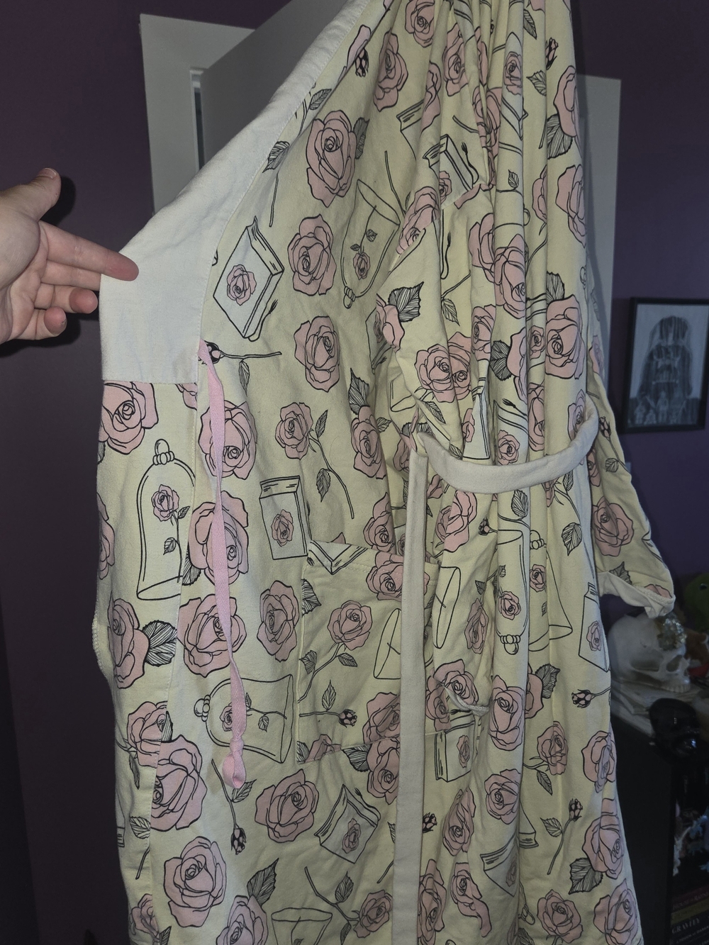 Disney Pink Rose-Print Women's Robe with Tie Belt